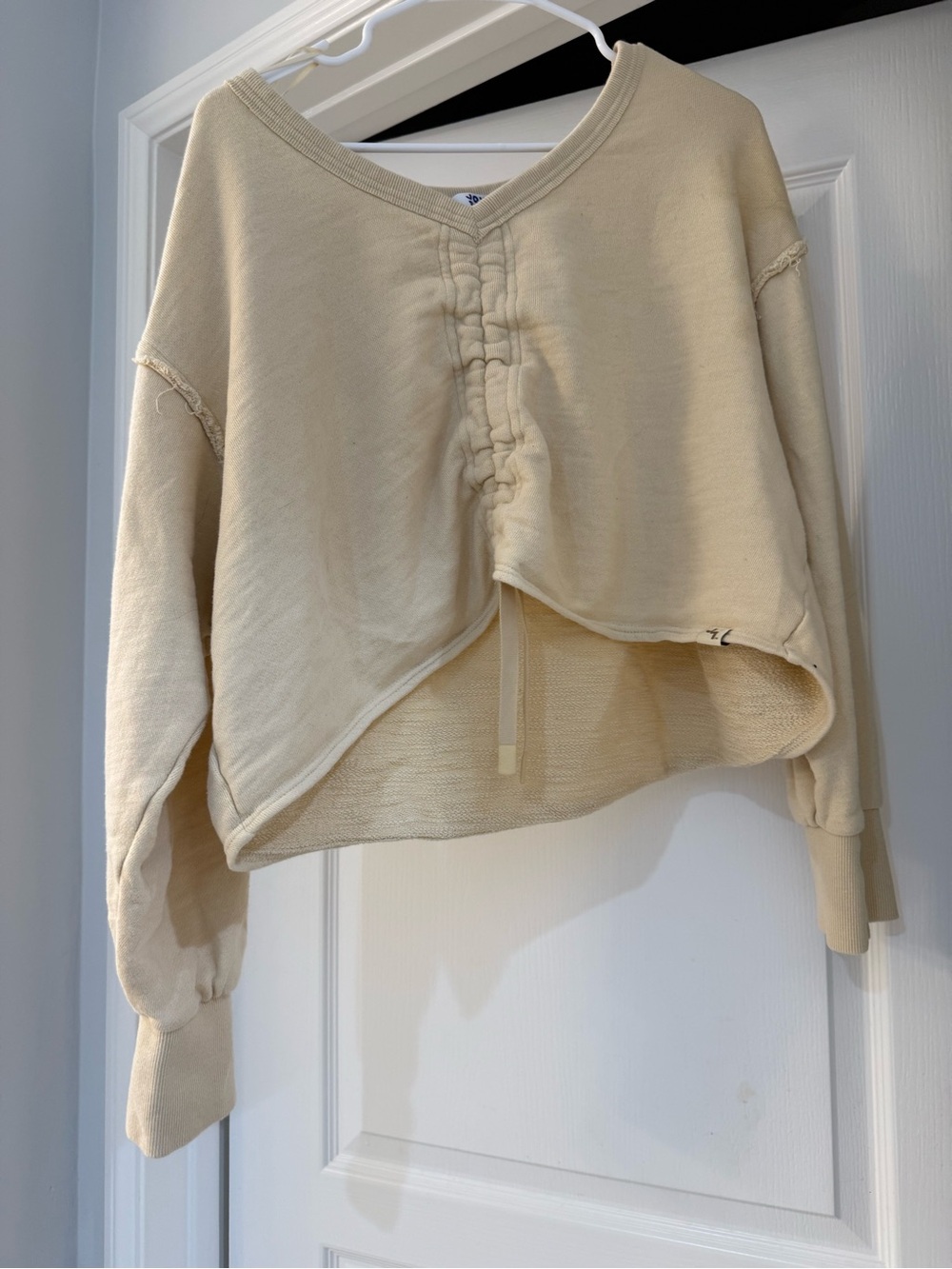 JoyLab Cream Drawstring Cropped Sweatshirt - Picture 8 of 8